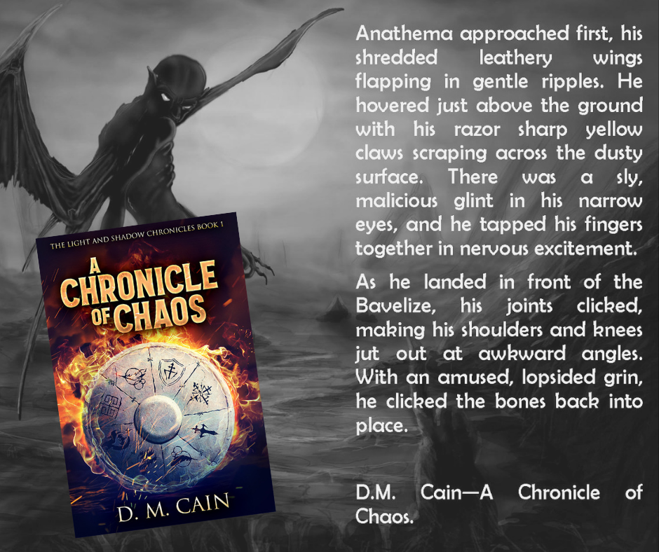 A Chronicle of Chaos by DM Cain quote and illustration poster