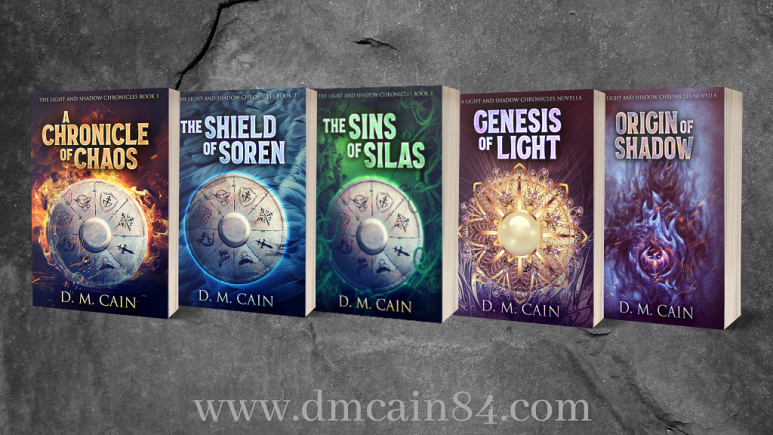 All five books in The Light and Shadow Chronicles series together